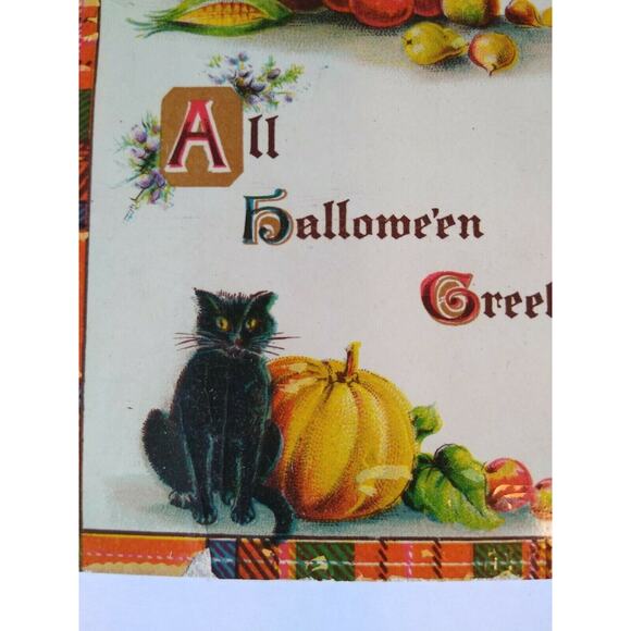 Halloween Postcard Winsch Back Owl Seated On Crescent Moon 2399 Gottschalk 1911 - Picture 3 of 5